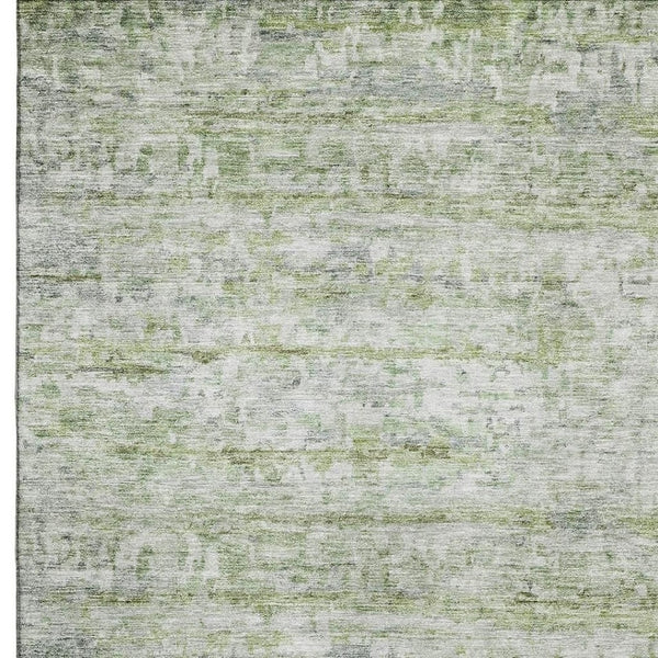 HomeRoots 8' X 10' Artichoke Green & Gray Striped Washable Area Rug - UV Protected, Stain Resistant & Stylish! 685359