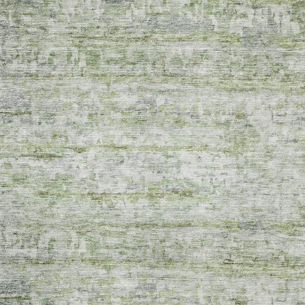 HomeRoots 9' X 12' Artichoke Green & Gray Striped Area Rug – Washable, UV Protected, Pet-Friendly Design! 685360