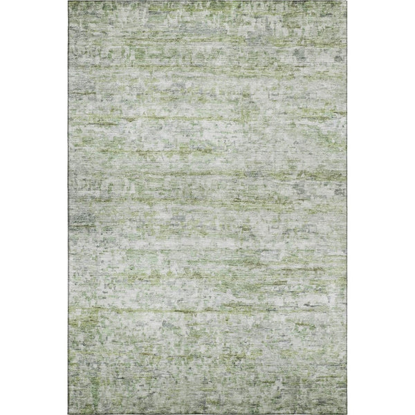 HomeRoots 10' Artichoke Green & Gray Striped Washable Area Rug - Durable, Stain Resistant & UV Protected! 685361