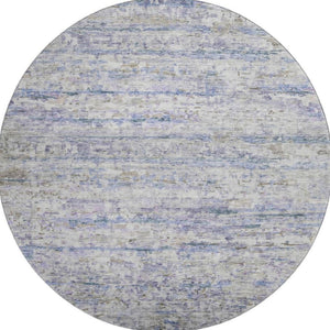 HomeRoots 8' Blue And Beige Striped Washable Round Rug - Durable, Stain Resistant, UV Protected for Family Spaces 685364