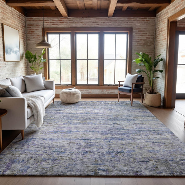 HomeRoots 8' X 10' Coastal Charm Blue and Beige Striped Area Rug - Machine-Woven, UV Protected, Stain Resistant 685365