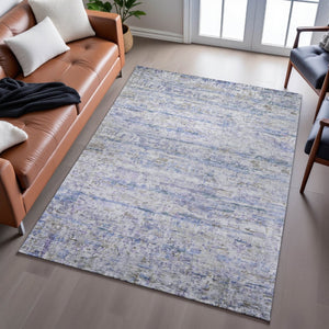 HomeRoots 8' X 10' Coastal Charm Blue and Beige Striped Area Rug - Machine-Woven, UV Protected, Stain Resistant 685365
