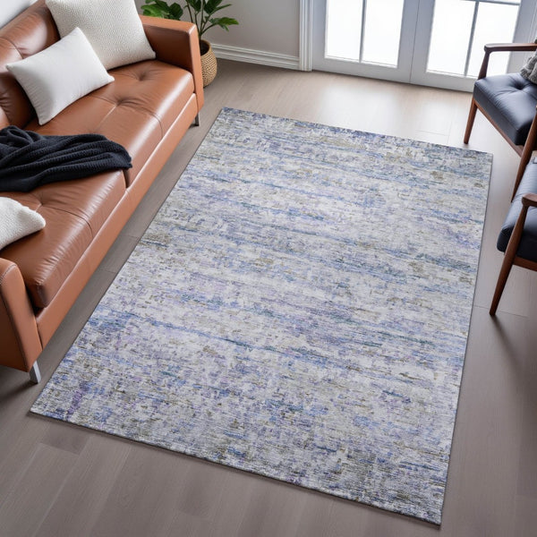 HomeRoots 8' X 10' Coastal Charm Blue and Beige Striped Area Rug - Machine-Woven, UV Protected, Stain Resistant 685365