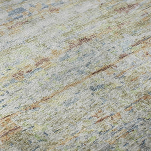 HomeRoots 5' Stylish Copper Beige & Blue Striped Washable Area Rug - UV Protected & Perfect for Busy Homes 685369