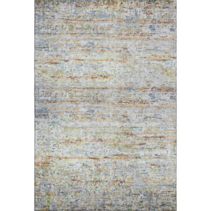 HomeRoots 9' X 12' Striped Area Rug in Copper Beige & Blue - Durable, Washable, UV Protected, Stain Resistant 685372