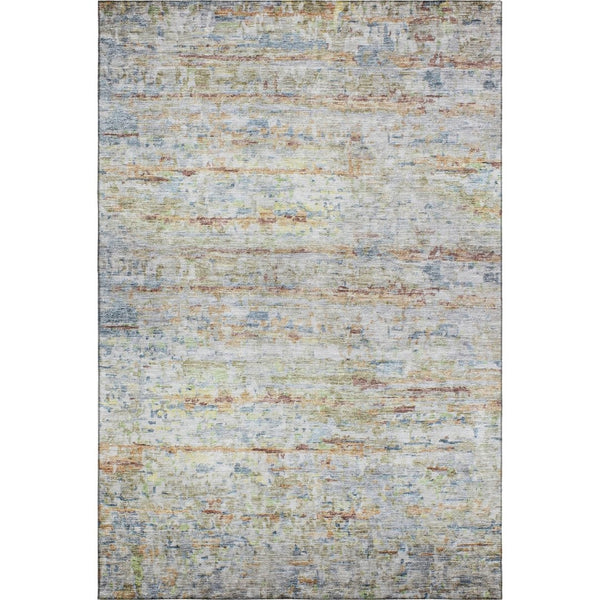 HomeRoots 10' X 14' Copper Beige and Blue Striped Area Rug - Washable, Stain Resistant, UV Protected Style! 685373