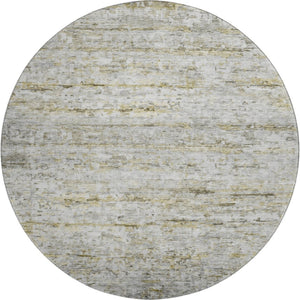 HomeRoots 8' Stylish Taupe Brown and Beige Striped Washable Round Rug with UV Protection for Indoor & Outdoor Use 685376