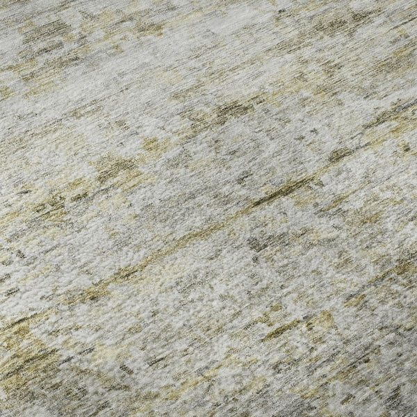 HomeRoots 8' Stylish Taupe Brown and Beige Striped Washable Round Rug with UV Protection for Indoor & Outdoor Use 685376