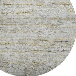 HomeRoots 8' Stylish Taupe Brown and Beige Striped Washable Round Rug with UV Protection for Indoor & Outdoor Use 685376