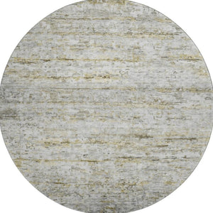 HomeRoots 8' Stylish Taupe Brown and Beige Striped Washable Round Rug with UV Protection for Indoor & Outdoor Use 685376