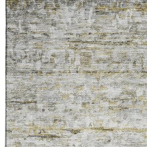 HomeRoots 8' X 10' Taupe Brown Beige Striped Washable Area Rug with UV Protection for Homes with Kids & Pets 685377