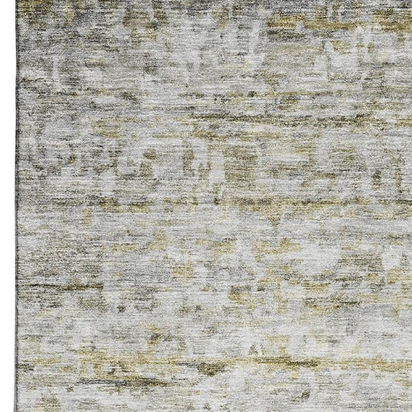 HomeRoots 8' X 10' Taupe Brown Beige Striped Washable Area Rug with UV Protection for Homes with Kids & Pets 685377