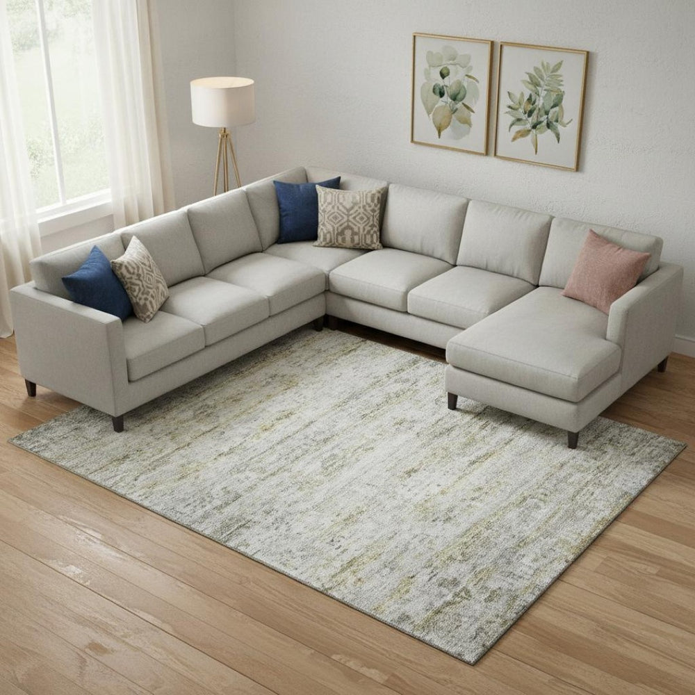 HomeRoots 9' X 12' Taupe Brown & Beige Striped Washable Area Rug with UV Protection for High-Traffic Spaces 685378