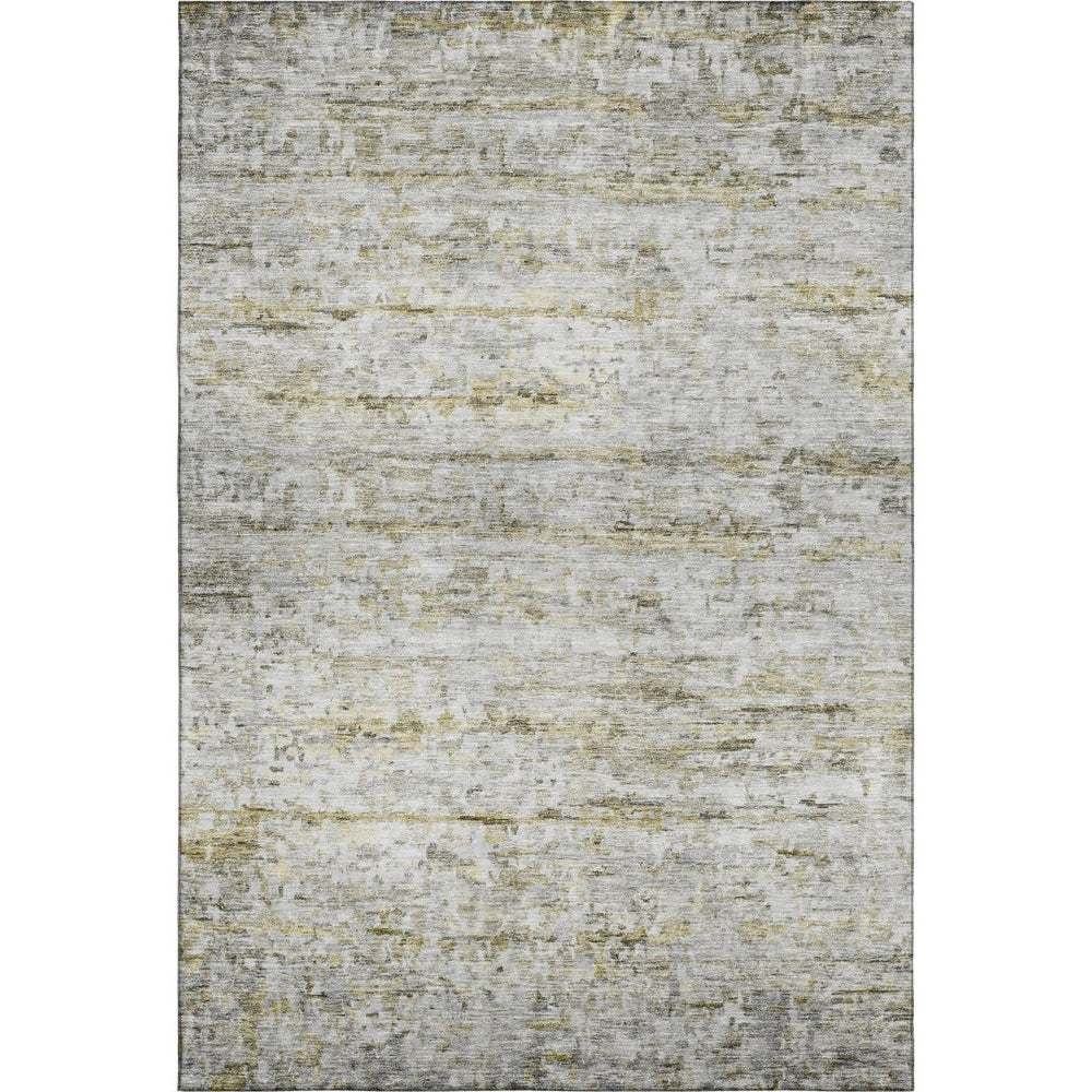 HomeRoots 9' X 12' Taupe Brown & Beige Striped Washable Area Rug with UV Protection for High-Traffic Spaces 685378