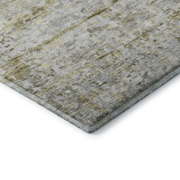 HomeRoots 9' X 12' Taupe Brown & Beige Striped Washable Area Rug with UV Protection for High-Traffic Spaces 685378