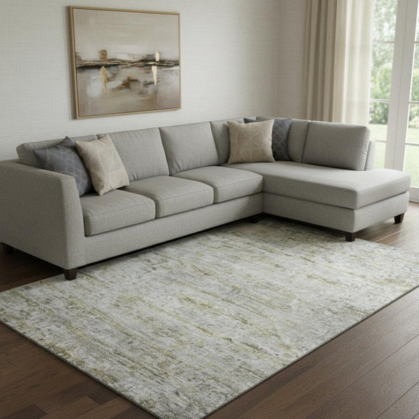 HomeRoots 10' X 14' Taupe Brown Beige Striped Area Rug - Washable, UV-Protected, Perfect for High Traffic Spaces 685379