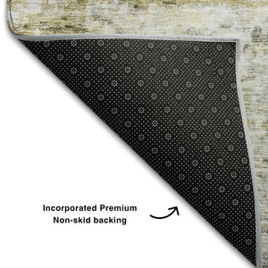 HomeRoots 10' X 14' Taupe Brown Beige Striped Area Rug - Washable, UV-Protected, Perfect for High Traffic Spaces 685379