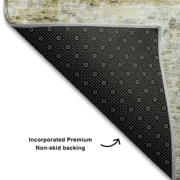 HomeRoots 10' X 14' Taupe Brown Beige Striped Area Rug - Washable, UV-Protected, Perfect for High Traffic Spaces 685379