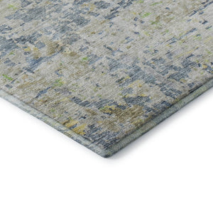 HomeRoots 9' X 12' Stylish Blue Beige Gold Abstract Washable Area Rug with UV Protection for Family Spaces 685384