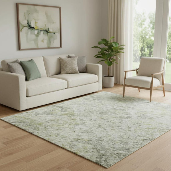 HomeRoots 5' X 8' Abstract Sage Gold Beige Area Rug - Washable, UV-Protected, Durable, and Stylish Decor! 685387
