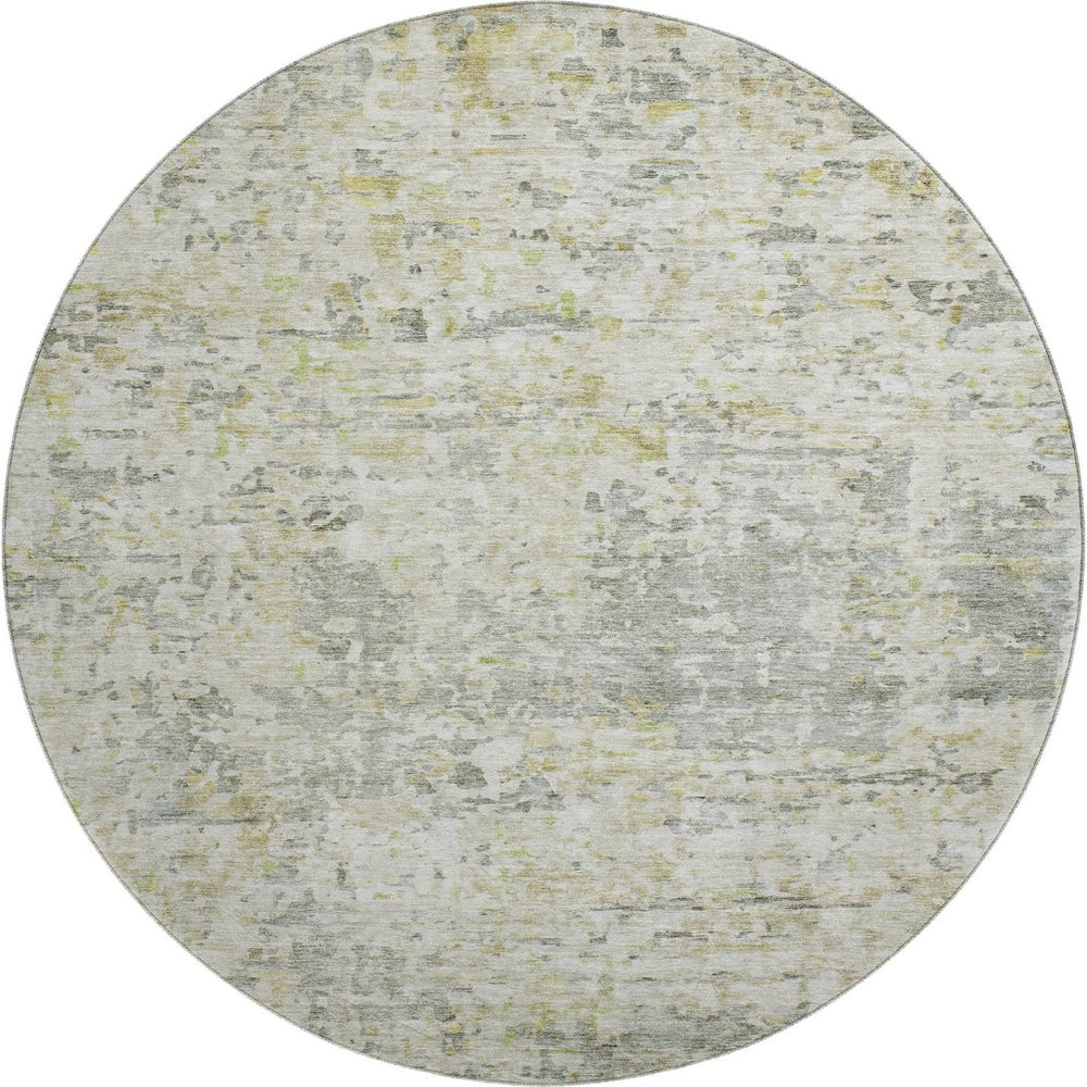 HomeRoots 8' Sage Gold Beige Abstract Round Rug - Washable, UV Protected, Durable & Stylish for Any Space 685388