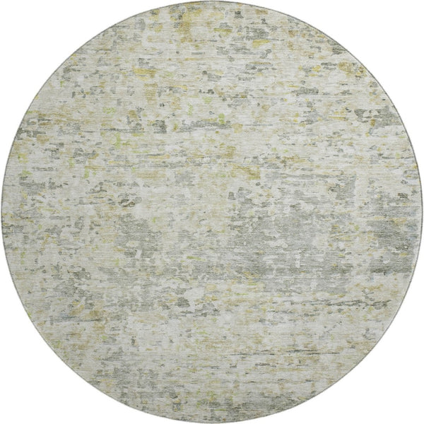 HomeRoots 8' Sage Gold Beige Abstract Round Rug - Washable, UV Protected, Durable & Stylish for Any Space 685388