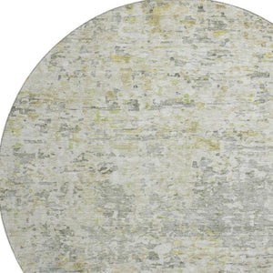 HomeRoots 8' Sage Gold Beige Abstract Round Rug - Washable, UV Protected, Durable & Stylish for Any Space 685388
