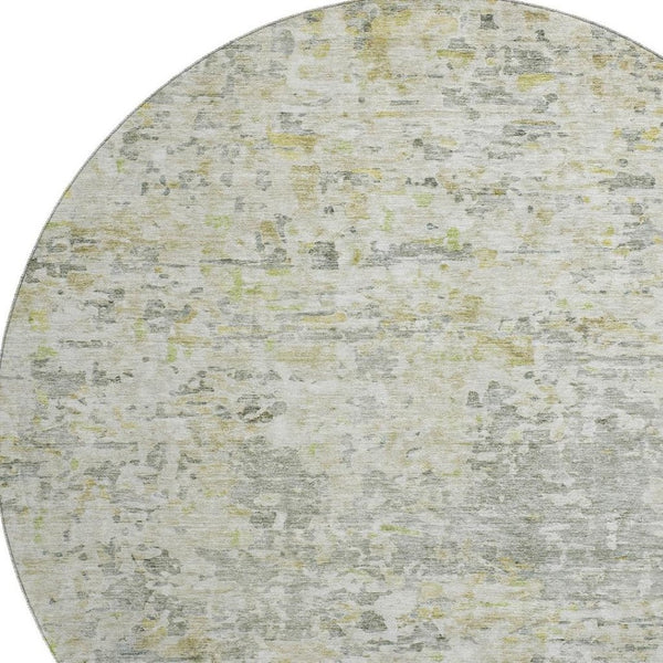 HomeRoots 8' Sage Gold Beige Abstract Round Rug - Washable, UV Protected, Durable & Stylish for Any Space 685388