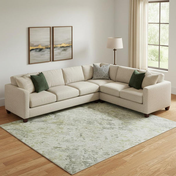 HomeRoots 9' X 12' Sage Gold Beige Abstract Area Rug - Washable, UV Protected, Ideal for High-Traffic Homes! 685390
