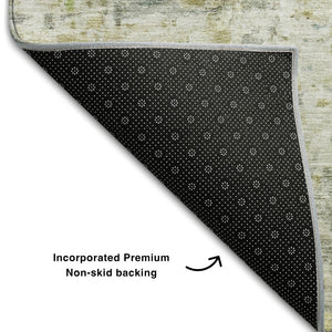 HomeRoots 9' X 12' Sage Gold Beige Abstract Area Rug - Washable, UV Protected, Ideal for High-Traffic Homes! 685390