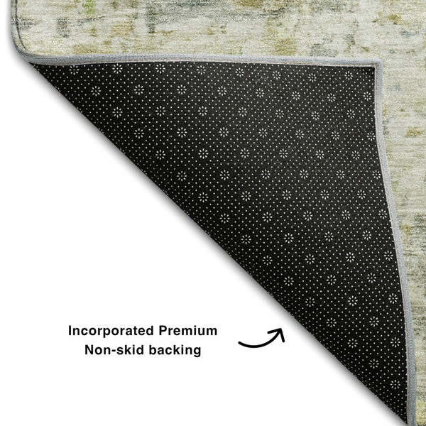 HomeRoots 9' X 12' Sage Gold Beige Abstract Area Rug - Washable, UV Protected, Ideal for High-Traffic Homes! 685390