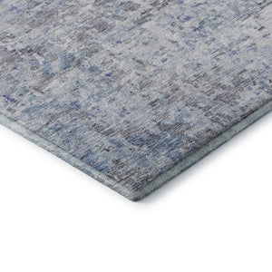 HomeRoots 9' X 12' Sky Blue Gray Silver Abstract Area Rug - Durable, Washable, UV-Protected for Family Spaces 685396
