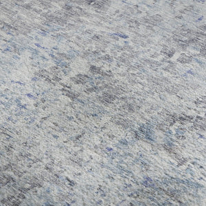 HomeRoots 9' X 12' Sky Blue Gray Silver Abstract Area Rug - Durable, Washable, UV-Protected for Family Spaces 685396