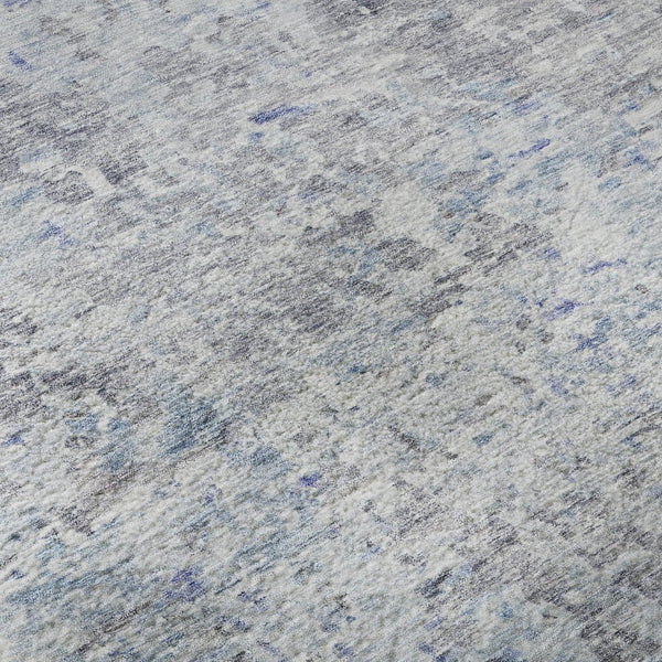 HomeRoots 10' Sky Blue Gray Silver Abstract Washable Area Rug - UV Protected, Stain Resistant, Family Friendly! 685397