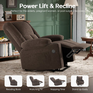 English Elm Power Lift Recliner Chair With Massage & Heat, Usb Ports, Cup Holders - Ultimate Comfort For Seniors T3623P380505-GIGA
