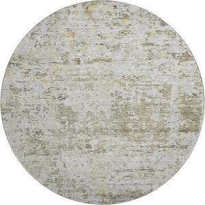 HomeRoots 8' Taupe Beige and Gold Abstract Round Washable Rug with UV Protection for Modern Living Spaces 685400
