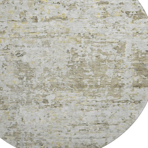 HomeRoots 8' Taupe Beige and Gold Abstract Round Washable Rug with UV Protection for Modern Living Spaces 685400