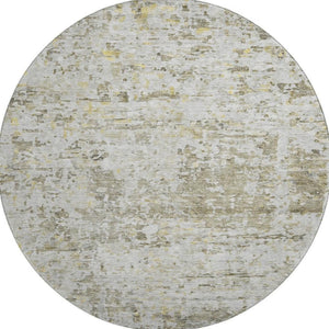 HomeRoots 8' Taupe Beige and Gold Abstract Round Washable Rug with UV Protection for Modern Living Spaces 685400