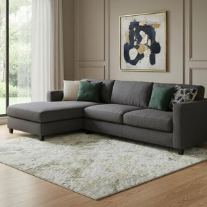 HomeRoots 8' X 10' Stylish Taupe Beige & Gold Abstract Area Rug - Washable, Stain-Resistant, UV Protected! 685401