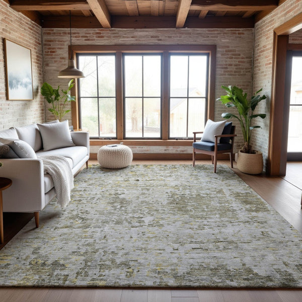 HomeRoots 8' X 10' Stylish Taupe Beige & Gold Abstract Area Rug - Washable, Stain-Resistant, UV Protected! 685401