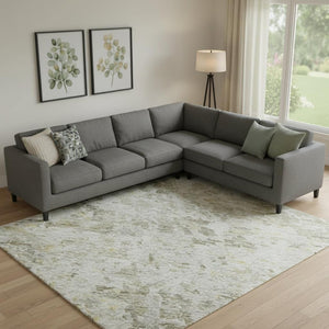 HomeRoots 9' X 12' Taupe Beige & Gold Abstract Washable Area Rug – Stylish, Durable, UV Protected & Easy Care 685402