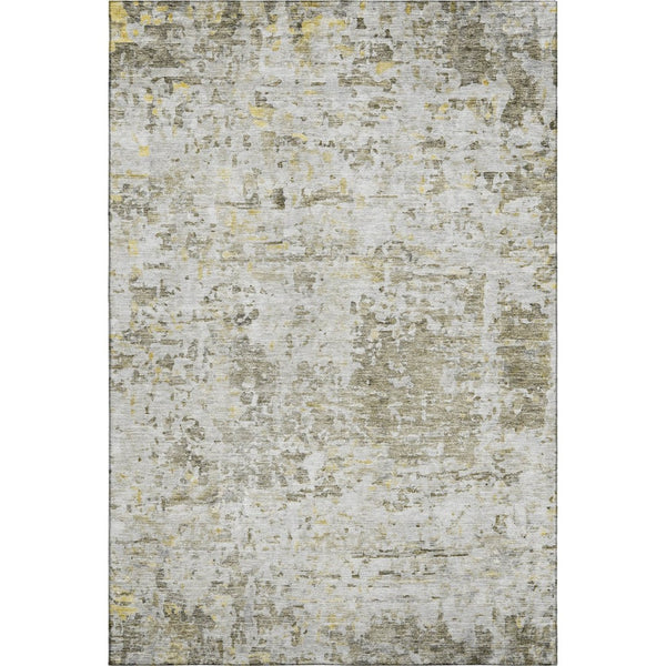 HomeRoots 9' X 12' Taupe Beige & Gold Abstract Washable Area Rug – Stylish, Durable, UV Protected & Easy Care 685402