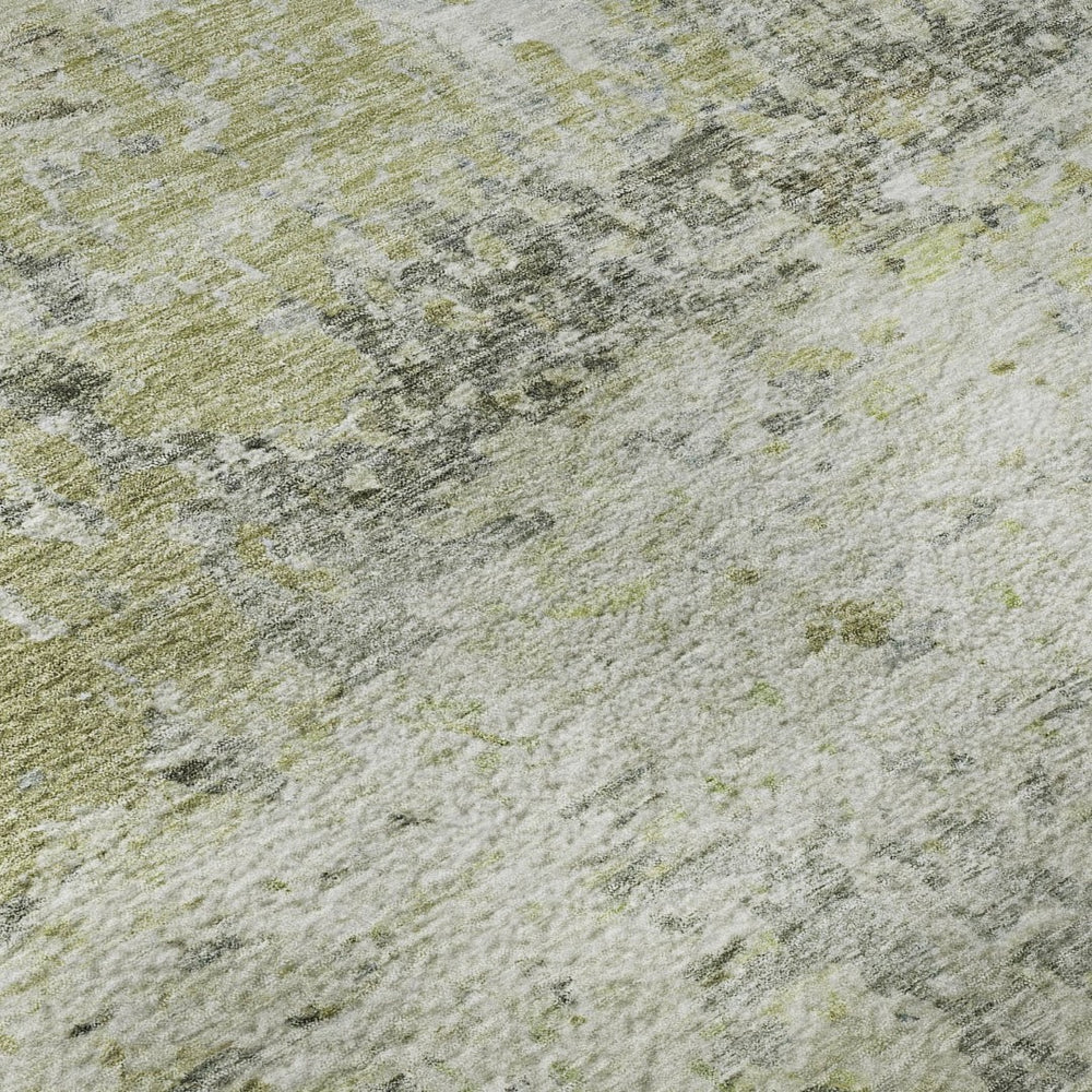 HomeRoots 5' X 8' Stylish Artichoke Green Gray Silver Abstract Washable Area Rug with UV Protection Benefits 685405