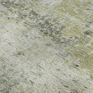 HomeRoots 5' X 8' Stylish Artichoke Green Gray Silver Abstract Washable Area Rug with UV Protection Benefits 685405