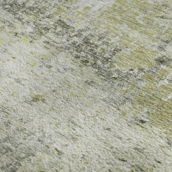 HomeRoots 10' X 14' Artichoke Green Gray Silver Washable Area Rug - Stylish, Durable & UV Protected for Homes 685409
