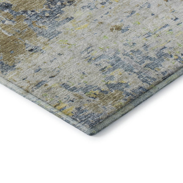 HomeRoots 5' X 8' Blue Gold Beige Abstract Area Rug - Washable, UV Protected, Durable & Stain Resistant Design 685411