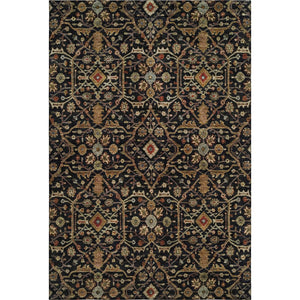 HomeRoots 10' X 14' Washable Black Gold and Blue Oriental Rug with UV Protection for Stylish, Family-Friendly Homes 685432