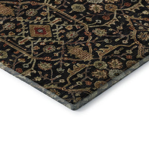 HomeRoots 10' X 14' Washable Black Gold and Blue Oriental Rug with UV Protection for Stylish, Family-Friendly Homes 685432