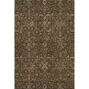HomeRoots 5' X 8' Elegant Chocolate Copper Blue Oriental Area Rug – Washable, UV Protected & Stain Resistant! 685436