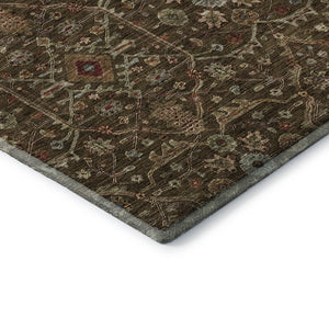 HomeRoots 5' X 8' Elegant Chocolate Copper Blue Oriental Area Rug – Washable, UV Protected & Stain Resistant! 685436